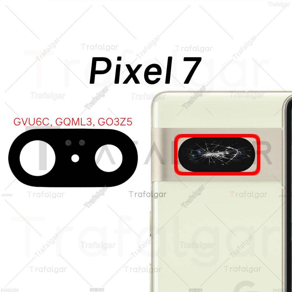 เลนส์กล้องด้านหลังด้านหลังสําหรับ Google Pixel 7 GVU6C GQML3 GO3Z5 เปลี่ยนด้วยสติกเกอร์กาว