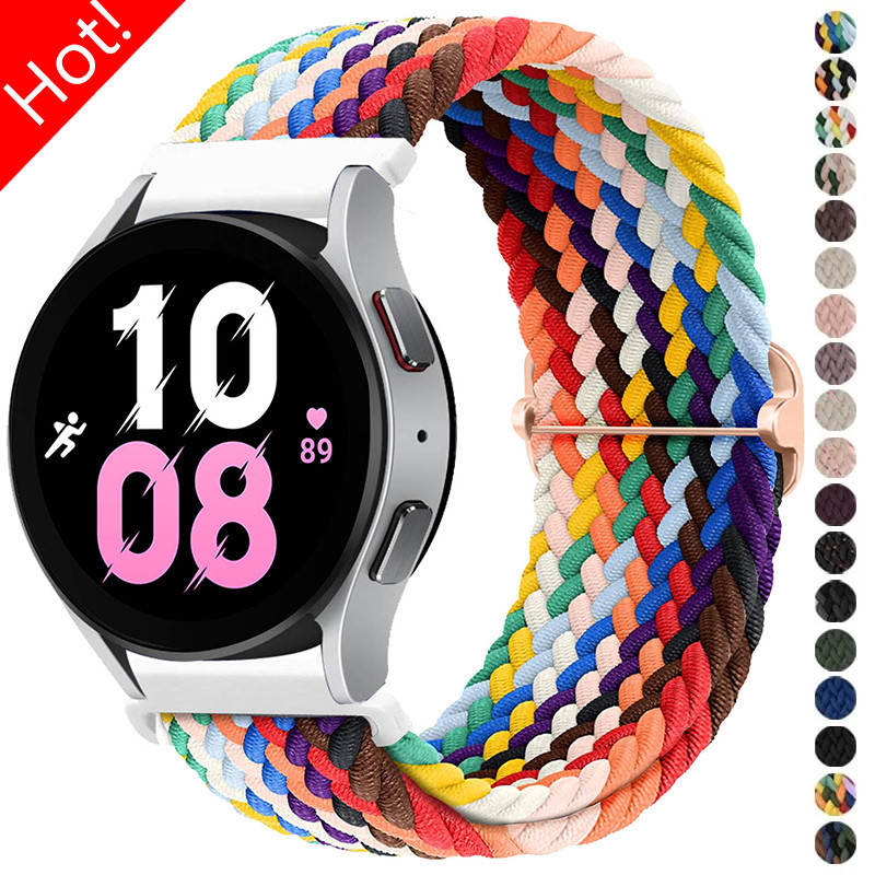20 22 มม.สายถักไนลอนสําหรับ Samsung Galaxy Watch 6 5 4 40 44 มม.6 คลาสสิก 43 มม.47 มม.นาฬิกา Solo Loop Band สําหรับ Amazfit Bip