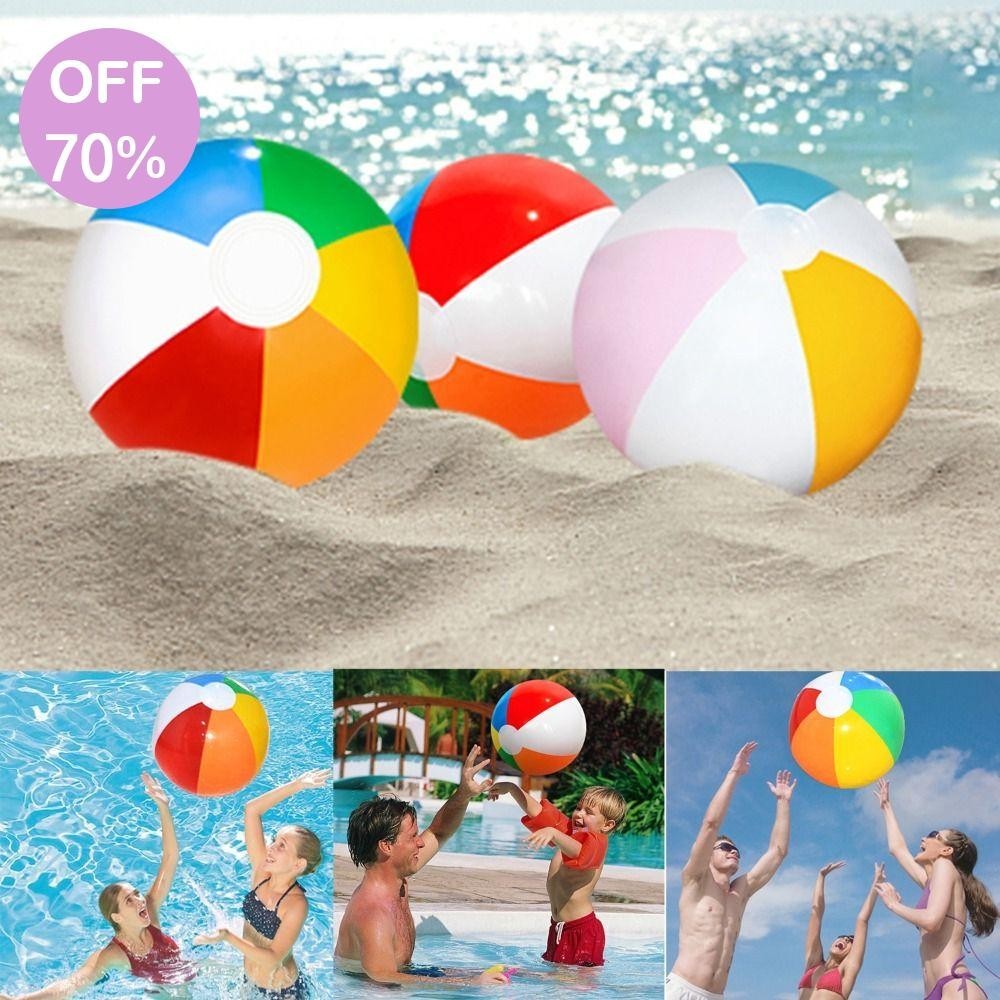 Yingrady ลูกบอลชายหาดเป่าลม,ขนาดใหญ่ 40 ซม.ลูกบอลชายหาดสีรุ้ง,ของเล่นปาร์ตี้แสนสนุก 30 ซม.Colourful PVC Blow Up Beach Ball เด็ก