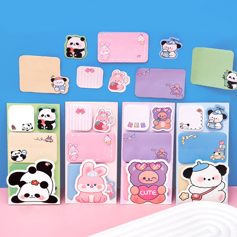 100 แผ่นน่ารักสัตว์บันทึก & Sticky Notes Kit พร้อมกระดาษ Notepad เหนียวและฉลากนักเรียน - เหมาะสําหรับผู้เตือนความจํา โน้ต และองค์กร