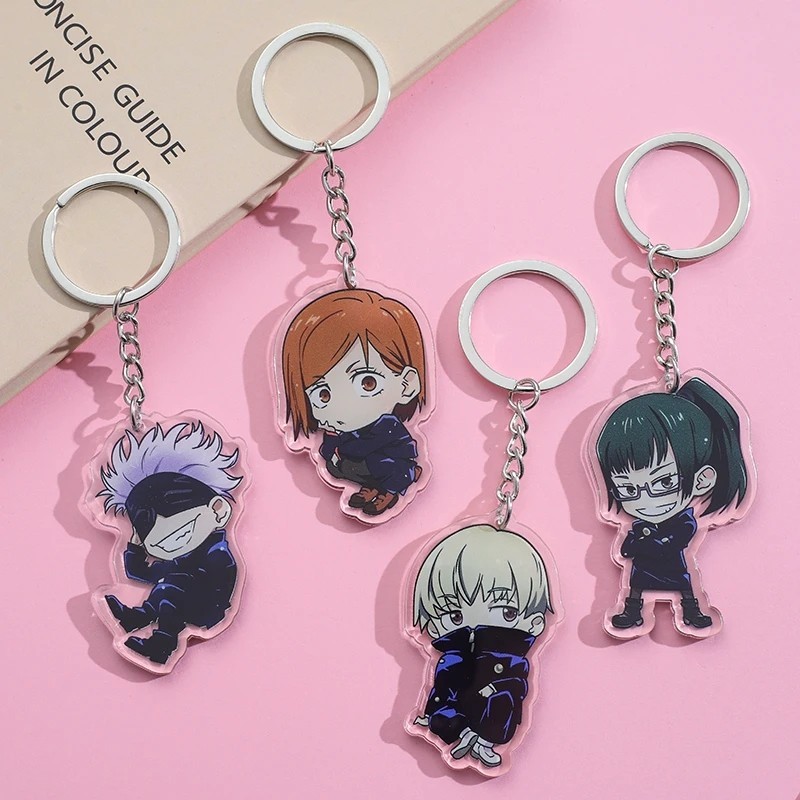 อะนิเมะ Jujutsu Kaisen พวงกุญแจ Man Key Chain สําหรับผู้หญิงอุปกรณ์เสริมน่ารักกระเป๋าจี้ Key แหวนอะคริลิคการ์ตูนสําหรับเพื่อนของขวัญ