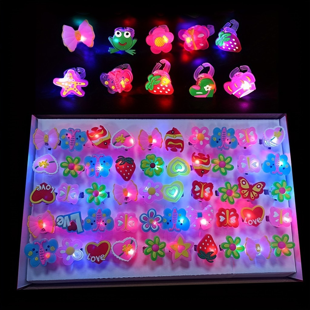 20/50pcs Light Up แหวน LED การ์ตูนแหวนนิ้ว Light Up Finger ไฟที่มีสีสันกระพริบ Bump แหวนของเล่นนิ้วมือสําหรับผู้ใหญ่และเด็ก Bachelore