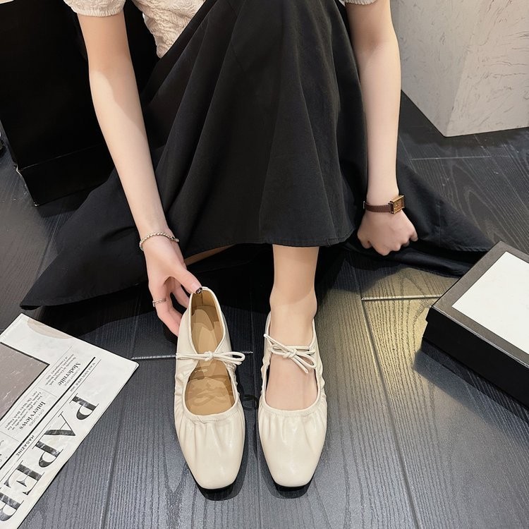 ผู้หญิงรองเท้าแบน Mary Jane Soft-Soled รองเท้า PU Slip-On