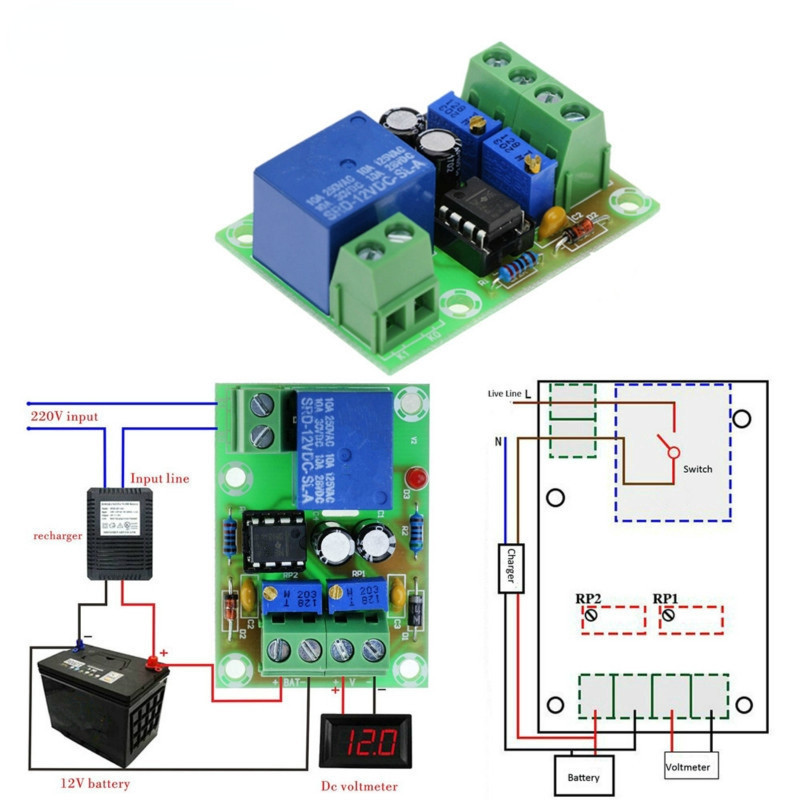 บอร์ดควบคุมการชาร์จแบตเตอรี่ 12V XH-M601 เครื่องชาร์จอัจฉริยะแผงควบคุมพลังงานการชาร์จอัตโนมัติ