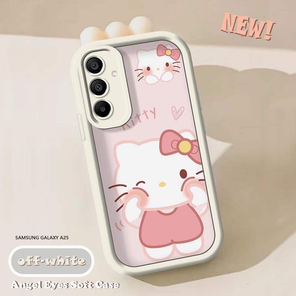สําหรับ Samsung Galaxy A55 A35 A25 A15 5G A05 A05S น่ารัก (Hello Kitty) เคสโทรศัพท์ซิลิโคนอ่อนนุ่ม TPU คลุมทั้งหมดกันกระแทกเลนส์กล้องป้องกันกรณี
