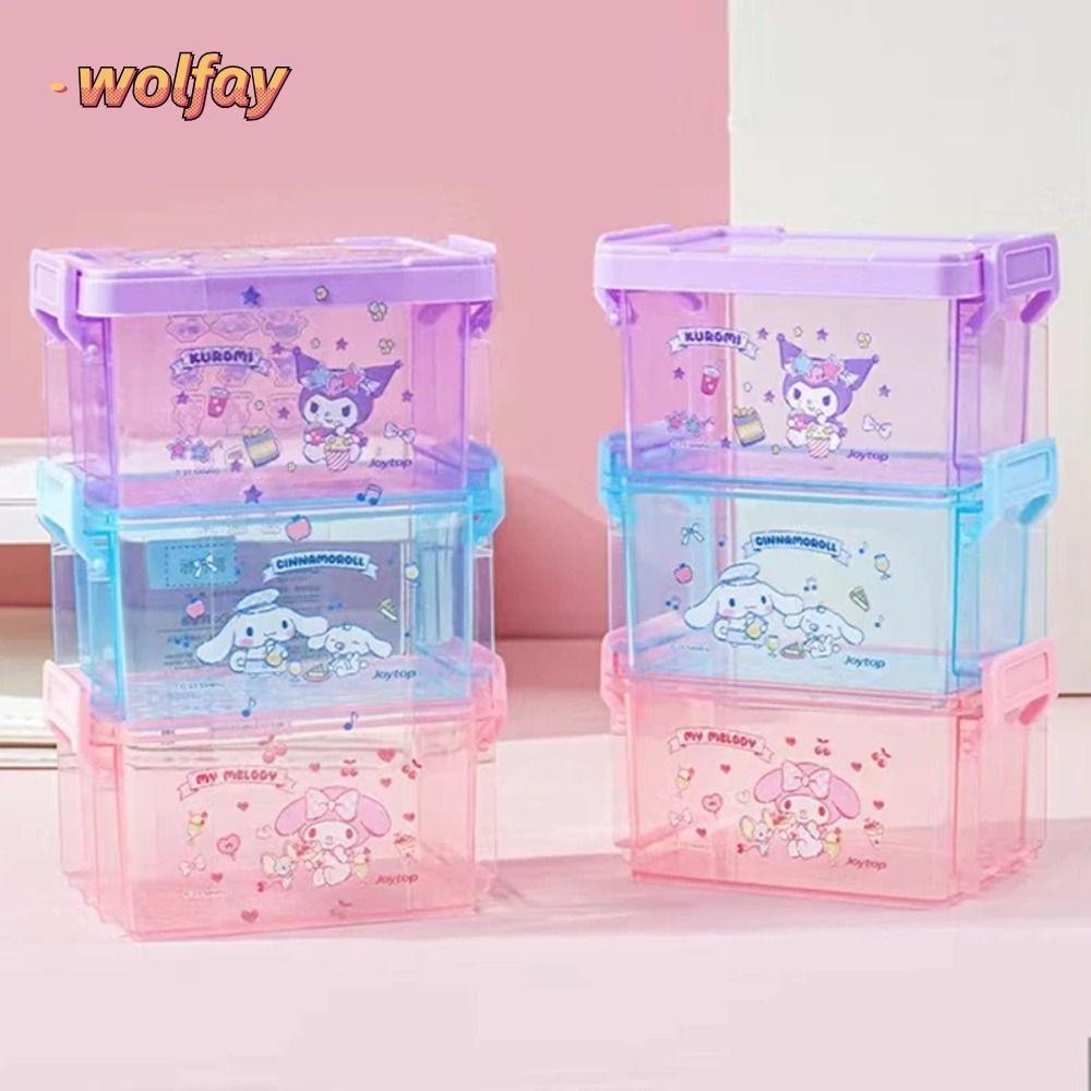 SANRIO Wolfay 3 ชิ้น/เซ็ตกล่องเก็บเดสก์ท็อป,Sundries Cotton Swabs 3 ชั้น Jewellery Organizer,ทนทานStackable Kuromi Cinnamoroll Melodyสติกเกอร์Sanrioการ์ตูนตะกร้าคอนเทนเนอร์