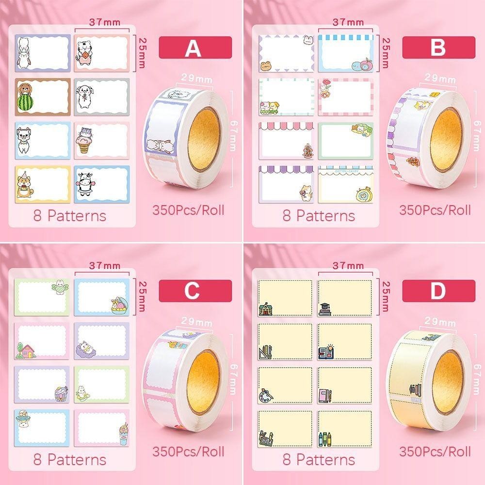 กล้วย1 350ชิ้น/ม้วนชื่อสติกเกอร์,ที่เขียนด้วยลายมือ8รูปแบบฉลากสติกเกอร์,ทนทานกาวในตัวที่กําหนดเองการ์ตูนแท็กสติกเกอร์โรงเรียน