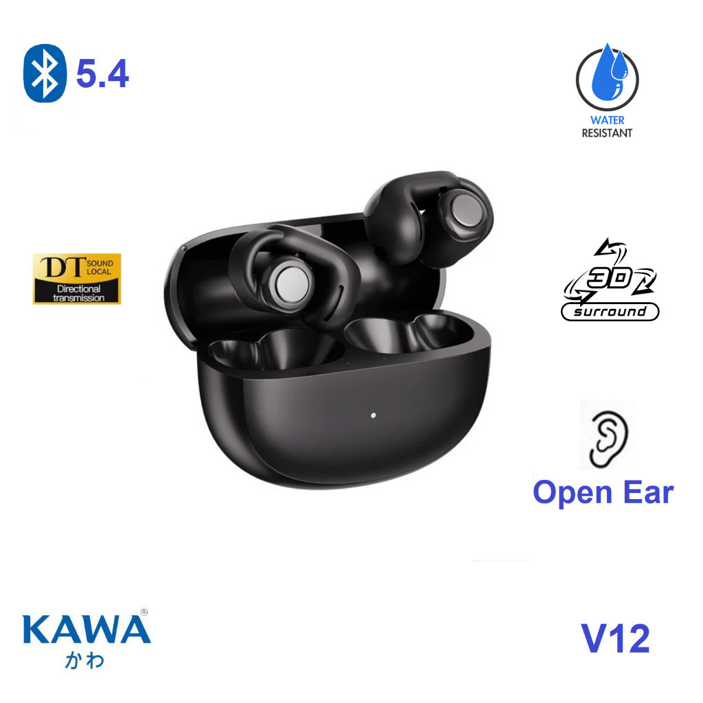หูฟังบลูทูธ Kawa V12 3D Surround Sound บลูทูธ 5.4 กันน้ำ IPX5 หูฟังไร้สาย