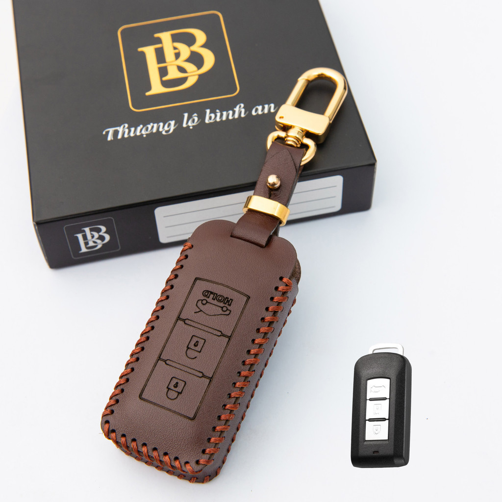 หนังแท้ - ซองกุญแจรถหนังสําหรับ Mitsubishi Xforce, Xpander, Triton, Attrage, Outlander, PajeroSport,