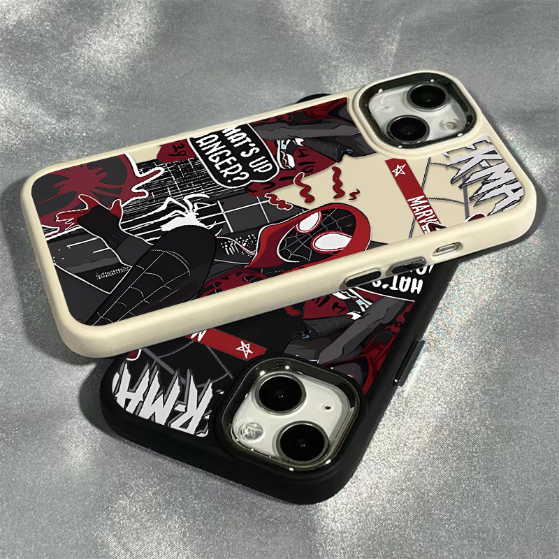 ใหม่ภาษาอังกฤษ Spider Man เคสโทรศัพท์สําหรับ IPhone 7 8 8Plus 11 12 13 14 15 Pro Max X XS XR SE 2020metal เลนส์กันกระแทก