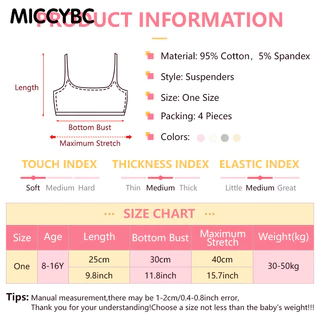 【Bangkok Delivery】4 ชิ้น ชุดชั้นในเด็กผู้หญิงบราฟองน้ำผ้านิ่มใส่สบาย 8-12 ขวบ