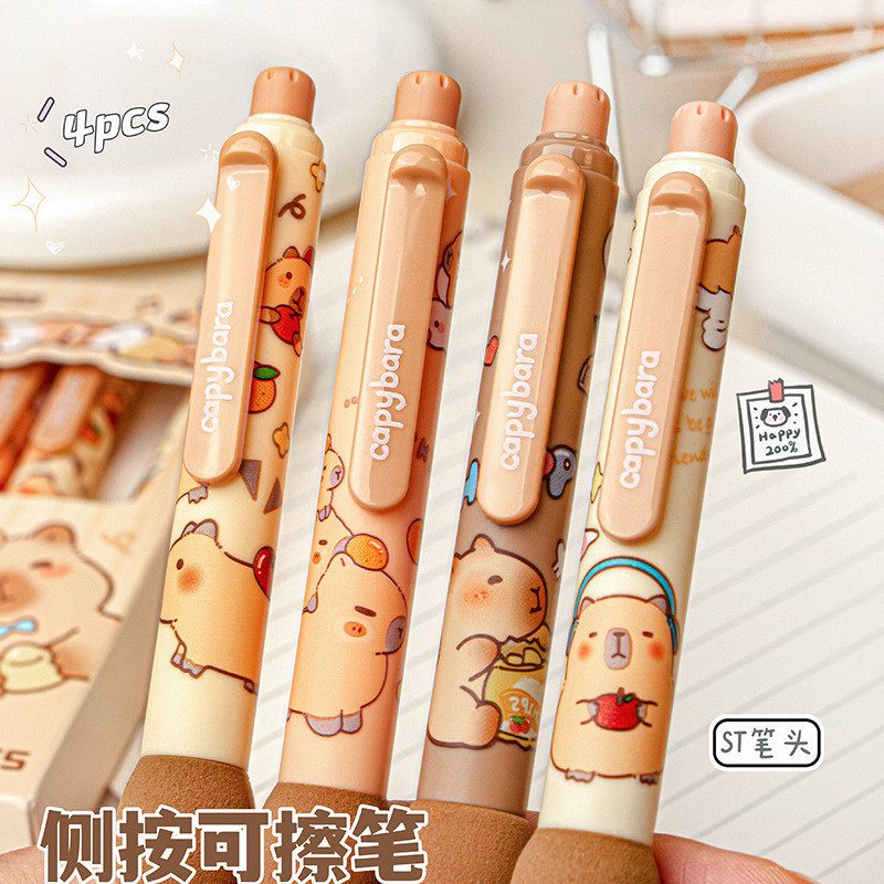 4 ชิ้น Kapibara นุ่ม Oubao กดด้านข้าง Erasable รูปที่ 6