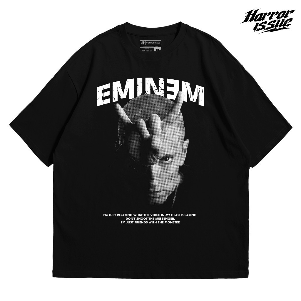 (พร้อมส่ง ) ใหม่ T-ShirtHorror Issue T-Shirt eminem bootleg สีดํา Unisex - Kaos Band eminem Hitam Un