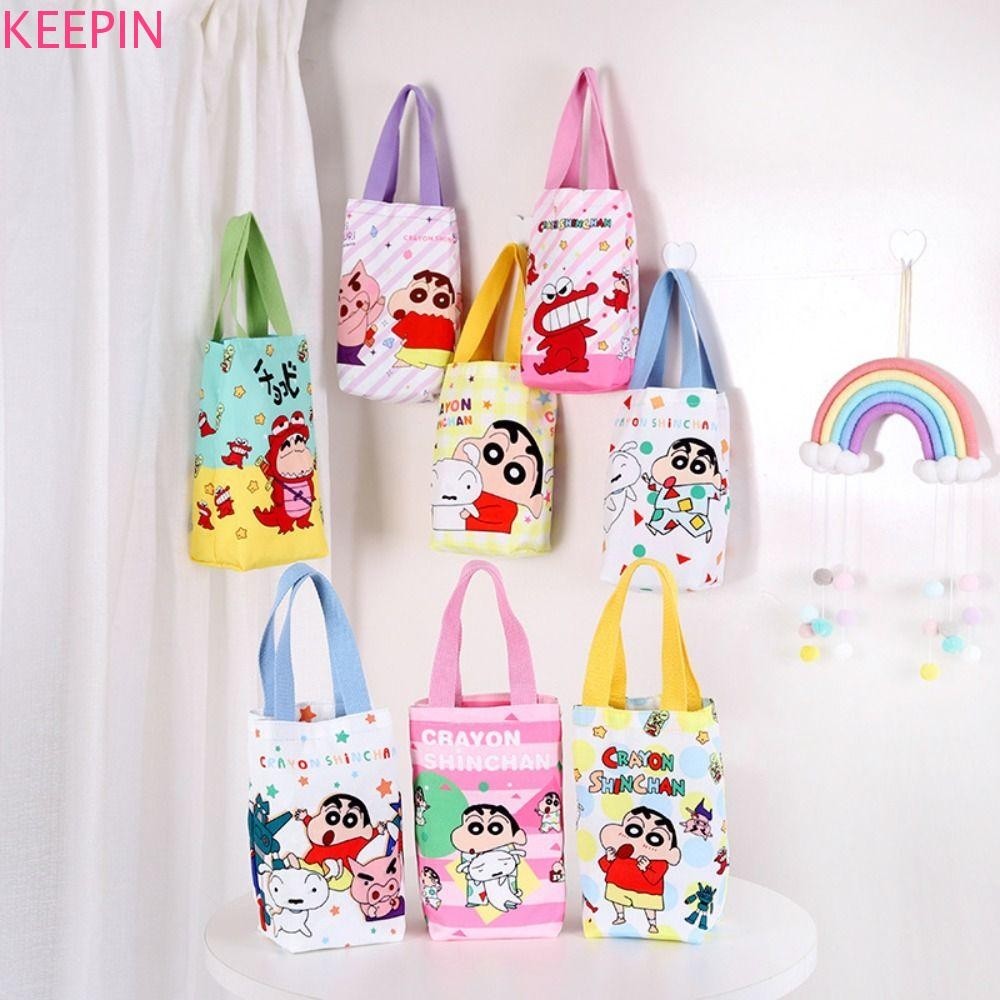 Keepin Crayon Shin Chan Bag, Canvas Bucket Bag Cartoon Water Cup Bag, Cute Children Bag Messenger Bag Water Cup Storage Bag Canvas Handbag Women