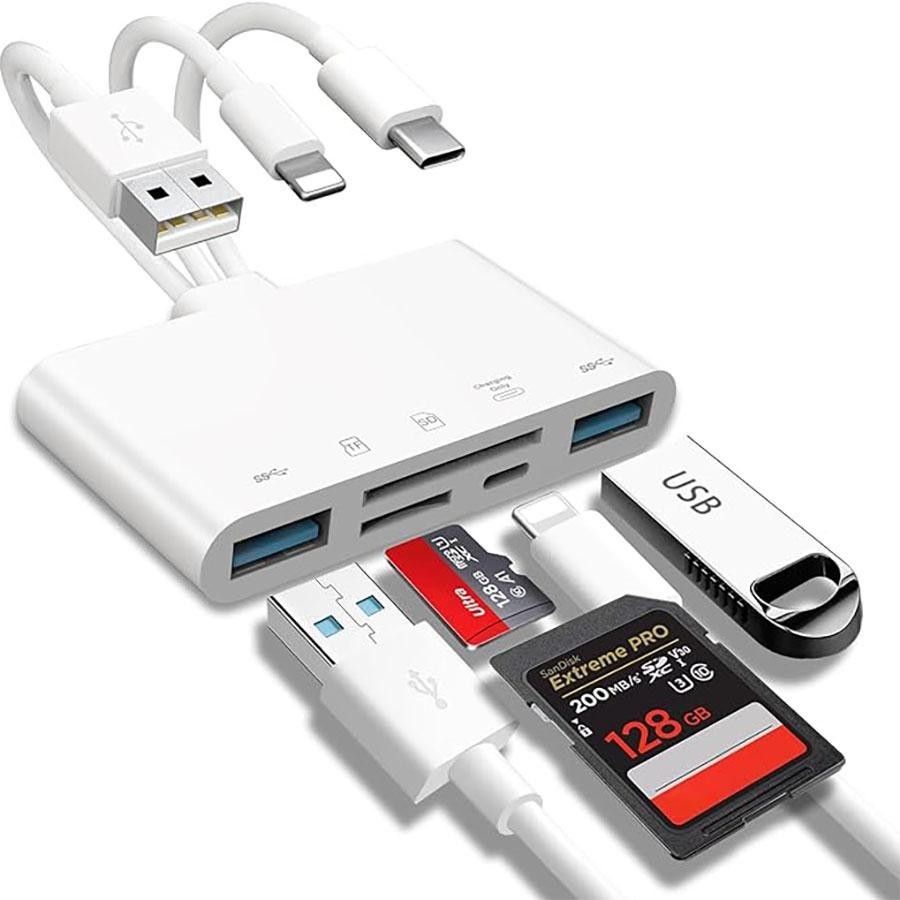 5in1 multi card reader เครื่องอ่านการ์ด sd อะแดปเตอร์การ์ดรีดเดอร์ SD TF Type-C Micro 3In1 สําหรับเครื่องอ่านการ์ด