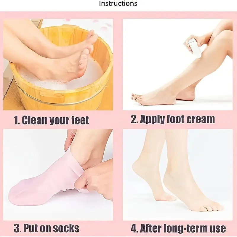 ซิลิโคนถุงเท้าถุงมือชุดสําหรับส้นเท้าแตกแห้งและผิวหยาบนุ่มเท้าและการดูแลมือความงามส่วนบุคคลและเล็บอุปกรณ์ดูแล - รูปที่ 6