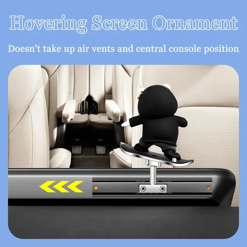 รถสเก็ตบอร์ดหมีเลื่อนตกแต่งโลหะผสมน่ารักใหม่การ์ตูนคอนโซลกลางหน้าจอรถหมีตกแต่งสร้างสรรค์อุปกรณ์เสริม - รูปที่ 7