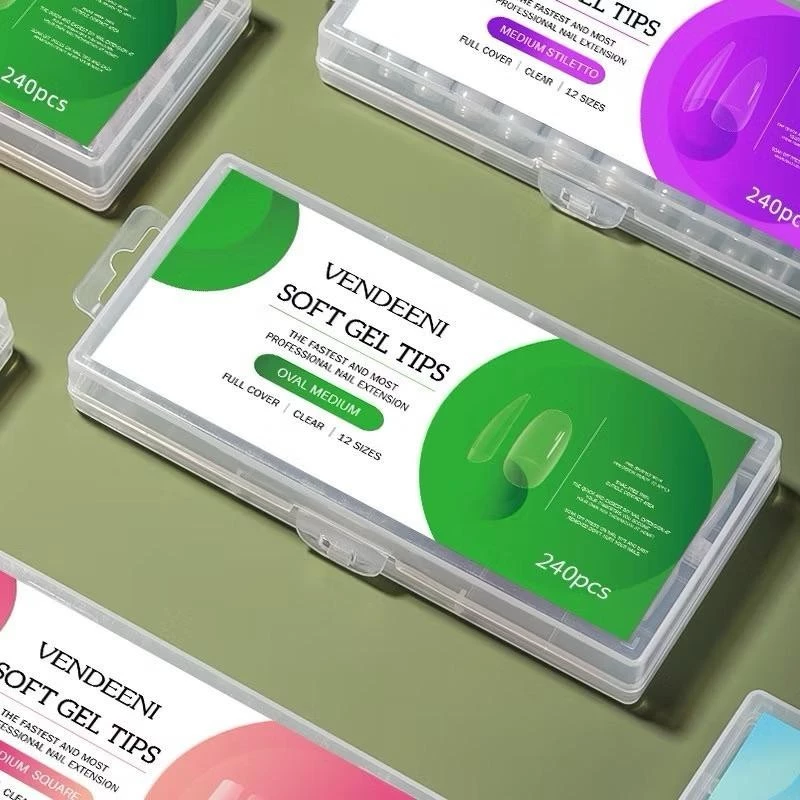 VENDEENI soft gel tips เล็บปลอมตะไบโคน. เนื้อเหนียว ยืดหยุ่นดี เล็บกล่อง