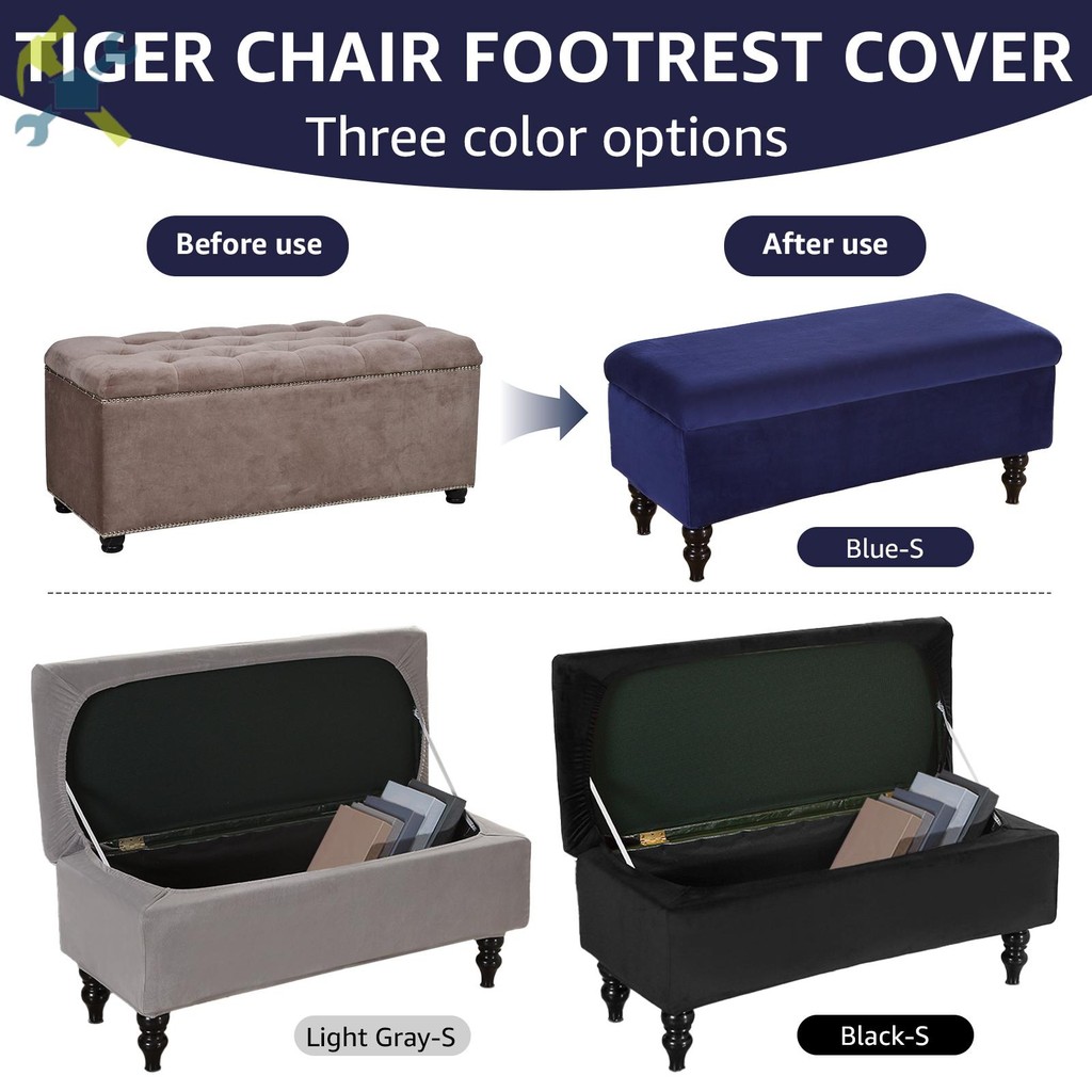 Storage Ottoman ฝาครอบยืด Ottoman Bench Cover Soft สตูลวางเท้าฝาครอบรูปสี่เหลี่ยมผืนผ้า Ottoman Benc