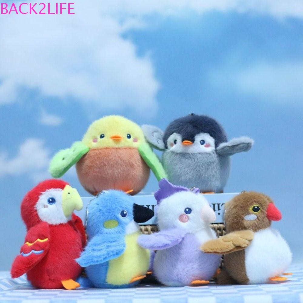 Back2life พวงกุญแจตุ๊กตานก,สัตว์น่ารักจําลองนกแก้วตุ๊กตาตุ๊กตา,กระเป๋าเป้สะพายหลัง Sparrow สมจริง Kawaii Furry Birds พวงกุญแจชายและหญิง