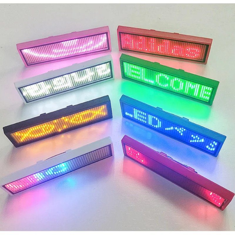 บลูทูธ APP LED ป้ายดิจิตอล USB ชาร์จ DIY ป้ายชื่อโปรแกรมหลายภาษาทนทานเลื่อน LED แท็กโมดูลป้าย