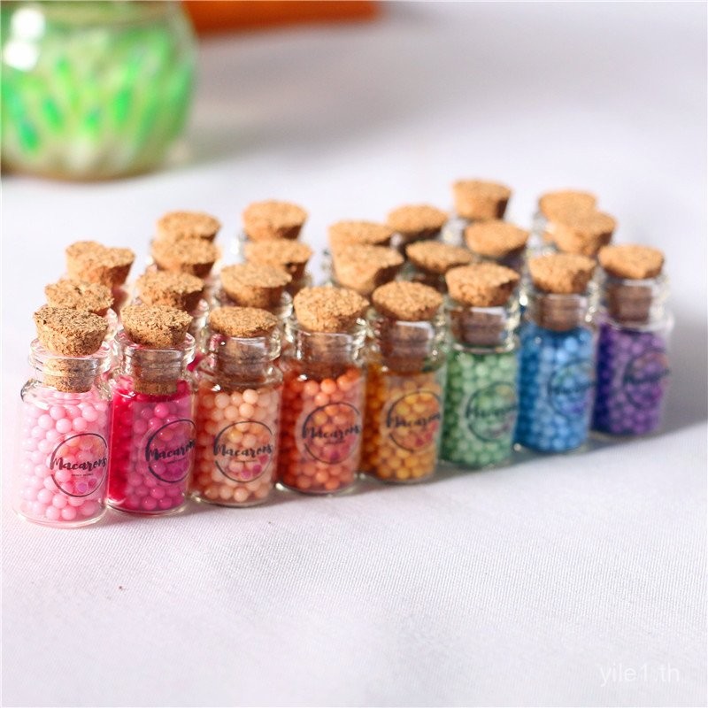 บ้านตุ๊กตา โมเดลฉากเล่นอาหารจิ๋ว บ้านตุ๊กตาเล็ก อุปกรณ์เสริม BJD ตกแต่งขวดขนมมาการองขนาดเล็ก