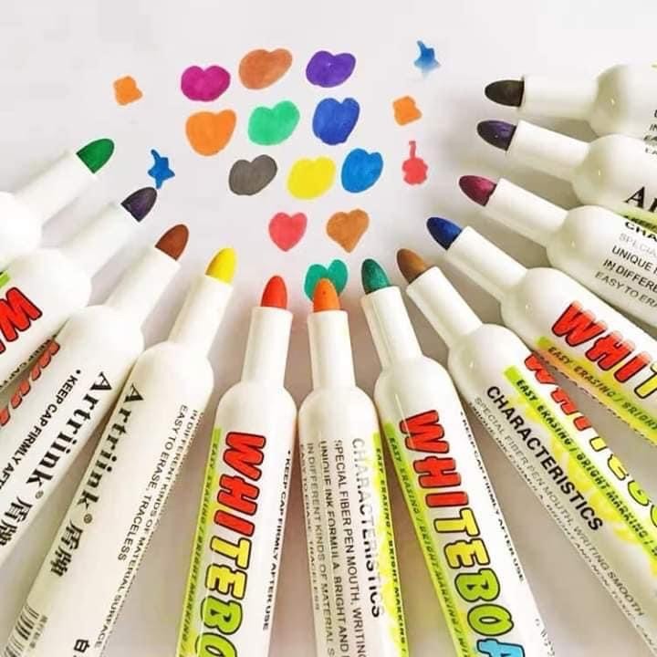 ปากกาไวท์บอร์ด 12 สี + หมึกเติม 12 สี  เด็กใช้ได้ ปลอดสารพิษ ⭐️