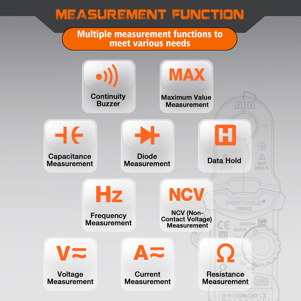 HOMTOOLS HM803 Digital Clamp Meter มัลติมิเตอร์ 1999 นับ 500A AC Current AC/DC แรงดันไฟฟ้าเครื่องทดส