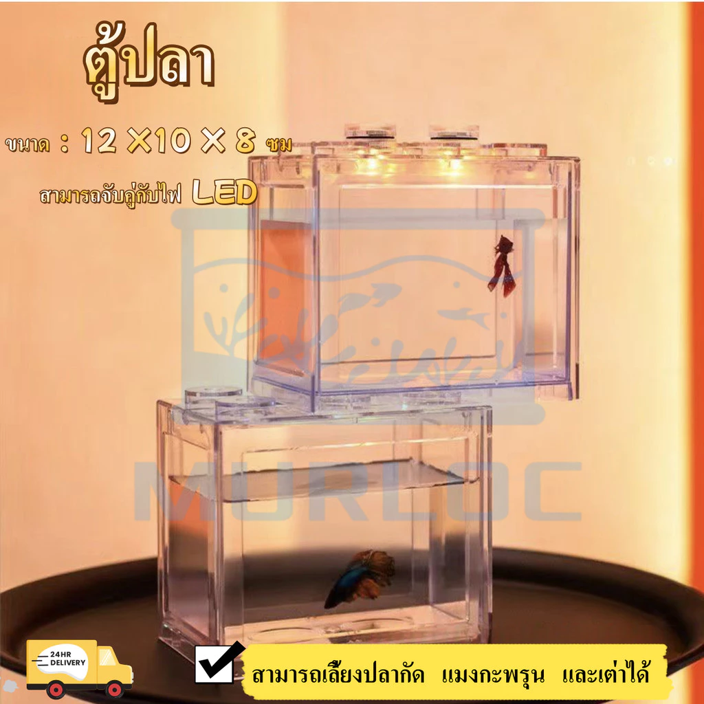 ตู้ปลากัด พร้อมไฟ LED หลายขนาด กะทัดรัด ดูแลง่าย