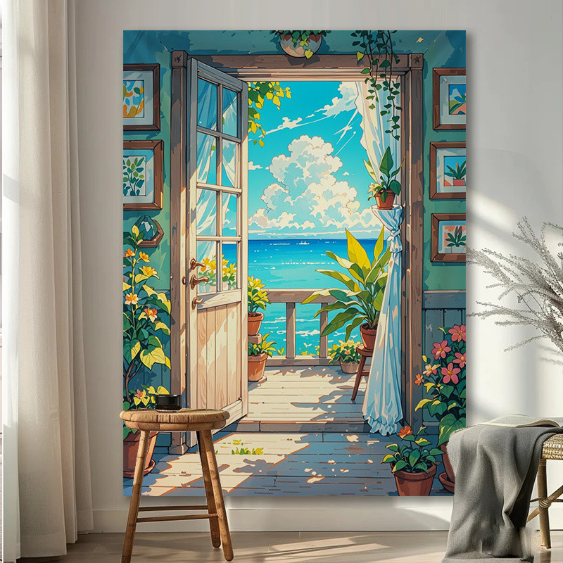 จัดส่งจากไทย ผ้าพื้นหลังแนวตั้ง Agirl Outdoor Healing Scenery ผ้าแขวน Ins ตกแต่งภาพถ่ายสตรีมมิ่งสด ผ้าคลุมผนังห้องนอน