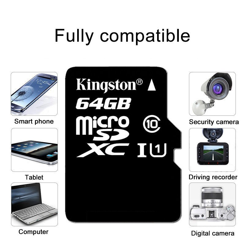 1TB 512GB Kingston Micro SD Card Class 10 100 เมกะไบต์/วินาที 16GB/32GB/64GB/128GB TF Card สําหรับ d