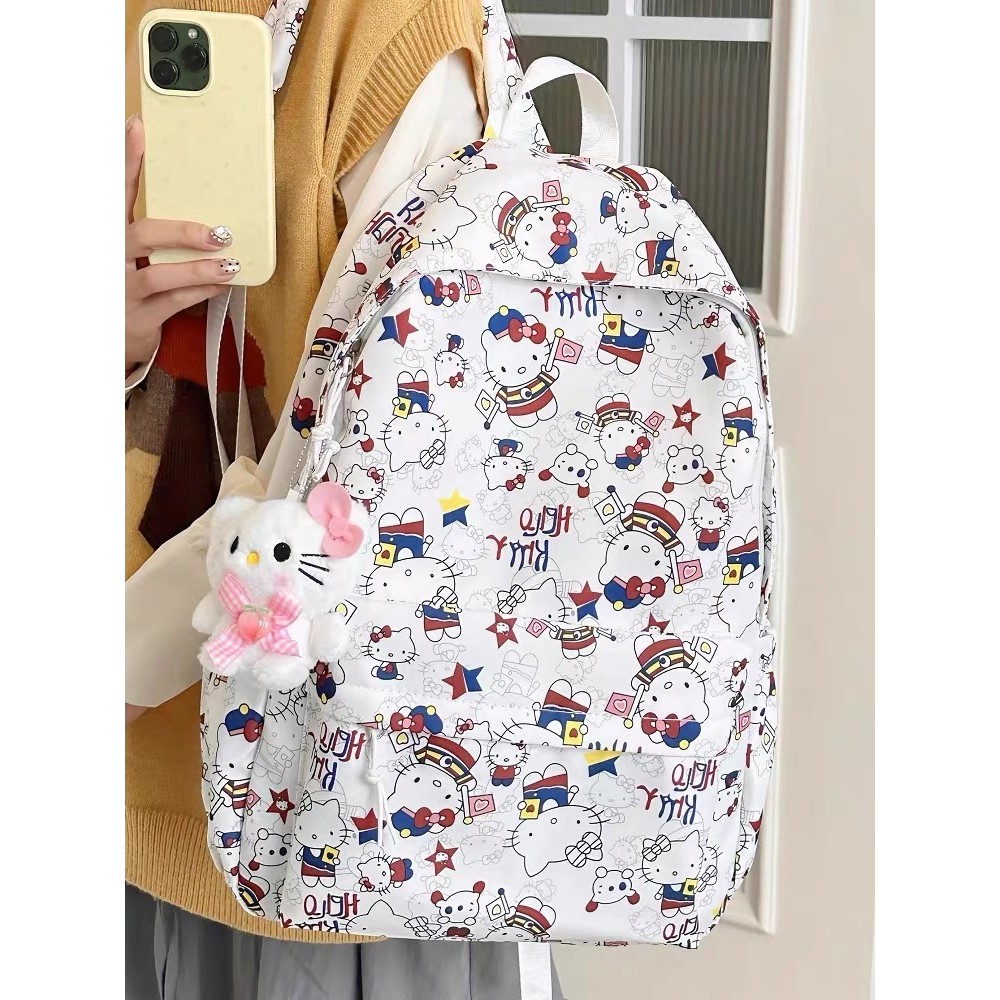กระเป๋านักเรียนประถมhello kitty การ์ตูนน่ารักกระเป๋าสะพายหลัง นักเรียน