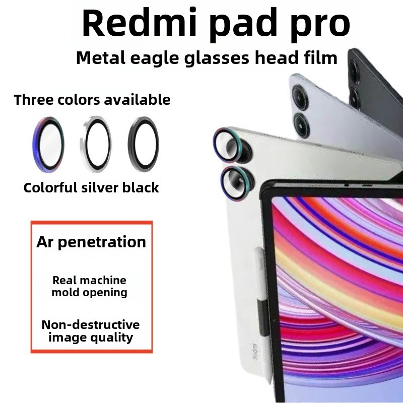 2pcs ชุดเลนส์โลหะแหวนแก้วสําหรับ Redmi Pad Pro 5G 12.1 Clear เลนส์กล้องป้องกันหน้าจอสําหรับ Xiaomi POCO Pad 12.1 กระจกด้านหลังฝาครอบป้องกันกรณี