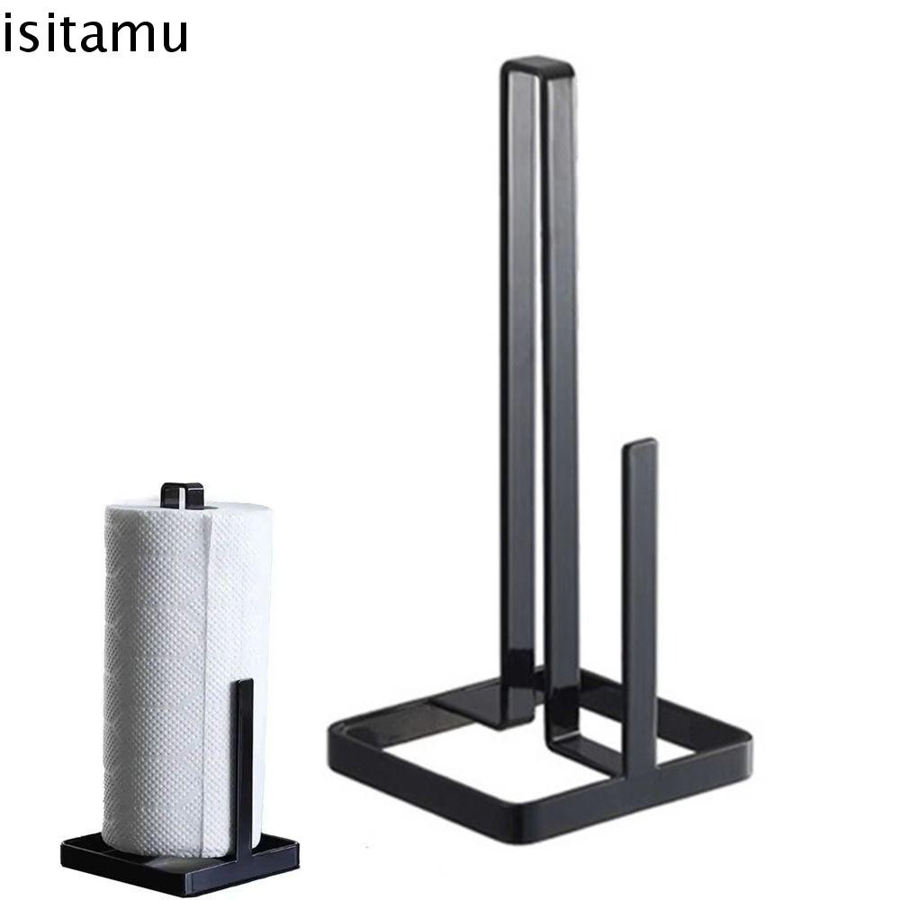 ขาตั้งผ้าเช็ดปาก ISITAFT, ที่วางกระดาษเช็ดมือม้วนฐานน้ําหนักแนวตั้ง, ดีไซน์มินิมอล กันสนิมยืนฟรีตู้กระดาษทิชชู่กันลื่นสําหรับห้องน้ํา