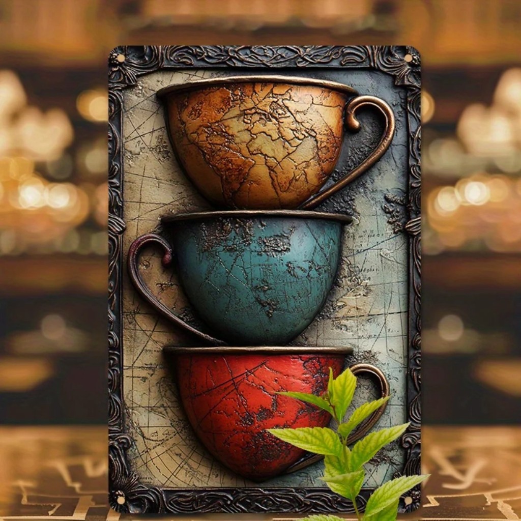 ซิฟบาย สนิม-ทนอลูมิเนียมวินเทจถ้วยกาแฟป้ายโลหะที่มีง่าย-แขวนคุณสมบัติเหมาะสําหรับโฮมออฟฟิศห้องครัวและยิมตกแต่งสําหรับตกแต่