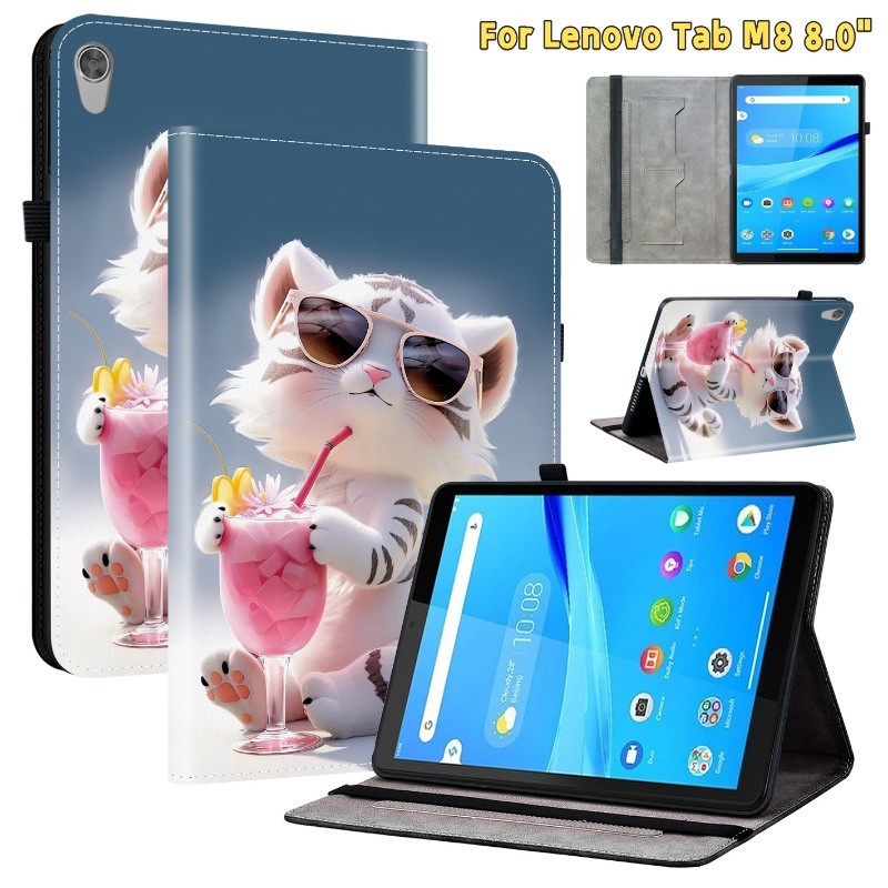 เคส สําหรับ Lenovo Tab M8 HD TB-8505X M8 3rd Gen TB-8506F 8.0นิ้ว แท็บเล็ตปลอกแฟชั่นการ์ตูนรูปแบบ PU