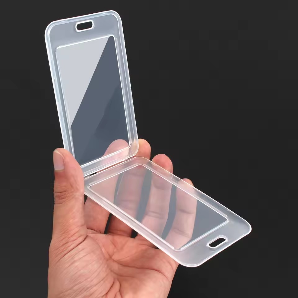 1/3/5 ชิ้น Dual-Sided Clear ID Card Protector - ฝาครอบแบบพับกันน้ําและกันฝุ่น, การออกแบบ Arc Ergonomic สําหรับใช้ในทุกวัน (11.2x7 ซม.)