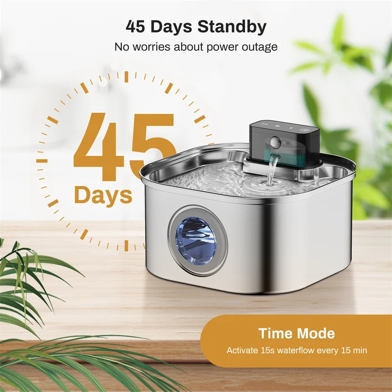 3ล 5โวลต์กําเริบไร้สายอัตโนมัติสแตนเลสสุนัขน้ําพุ4000มิลลิแอมป์ชั่วโมงไร้สายสัตว์เลี้ยงเครื่องดื่มแบตเตอรี่เซ็นเซอร์ตู้แมวชามไม่มีปลั๊ก ยูเอสบี