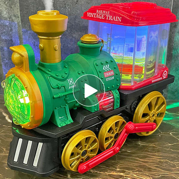 รถไฟฟ้าเด็ก รถไฟฟ้า 2 ล้อ เด็กไฟฟ้าจําลองไอน้ําสเปรย์รถไฟขนาดเล็ก1-2-3ปีเด็ก4การศึกษารถของเล่นเด็กรุ
