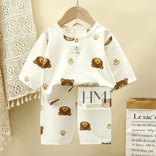 ชุดนอนเด็ก 5 ส่วน เสื้อผ้าเด็ก เสื้อ+กางเกง พิมพ์ลายน่ารักๆ อายุ6เดือน-3ปี