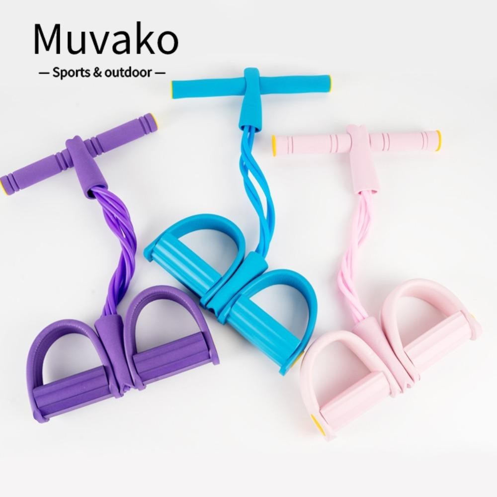 Muvako อุปกรณ์ออกกําลังกาย เชือกยางยืด กันลื่น สําหรับออกกําลังกายหน้าท้อง 4 ท่อ
