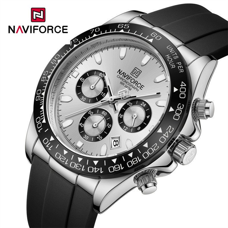 Naviforce นาฬิกาข้อมือ โครโนกราฟ สายซิลิโคน เรืองแสง สไตล์สปอร์ต สําหรับผู้ชาย