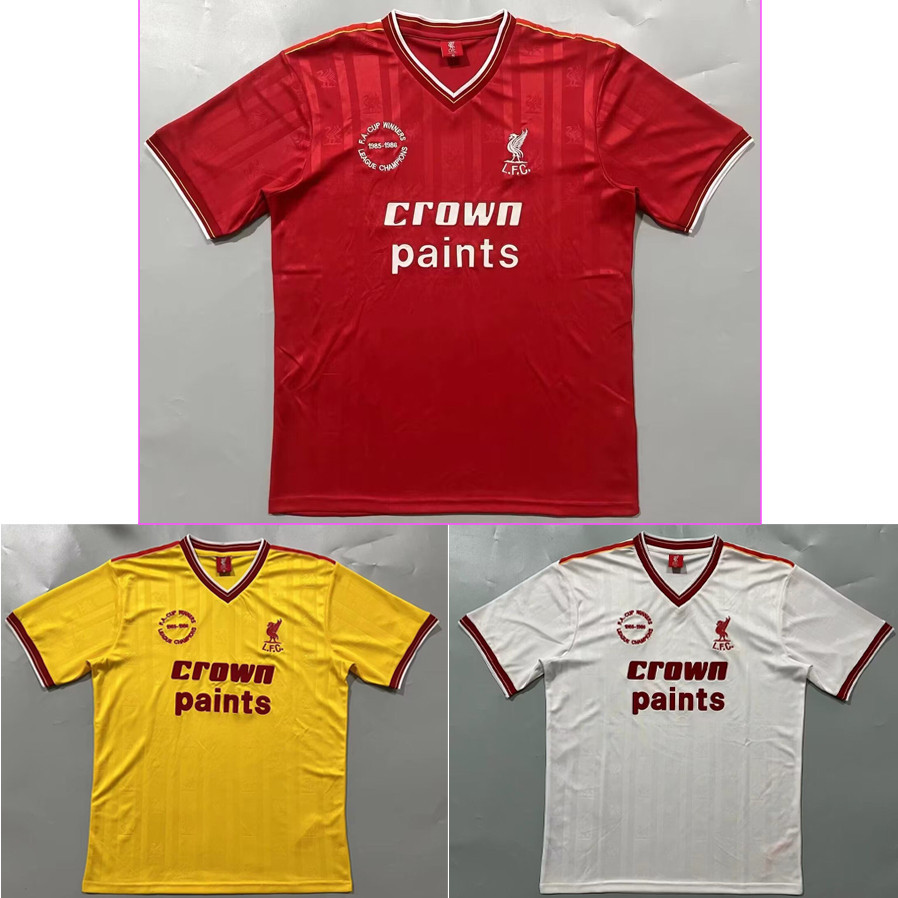 เสื้อกีฬาแขนสั้น ลายทีมชาติฟุตบอล Liverpool 1985 1986 ชุดเหย้า และที่สาม คุณภาพสูง สไตล์เรโทร สําหรับผู้ชาย