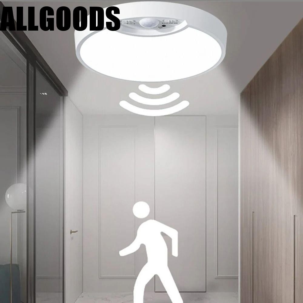 Allgoods โคมไฟเพดาน LED พลังงานแบตเตอรี่ ชาร์จ USB พร้อมรีโมตคอนโทรลไร้สาย และเซนเซอร์จับการเคลื่อนไหว หรี่แสงได้ สําหรับติดกําแพง ตู้เสื้อผ้า ห้องอาบน้ํา