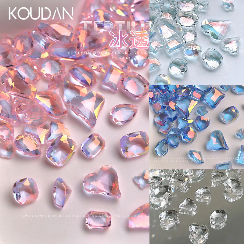 สติกเกอร์คริสตัล เพชรเทียม AB แวววาว สําหรับตกแต่งเล็บ 50 ชิ้น KOUDAN