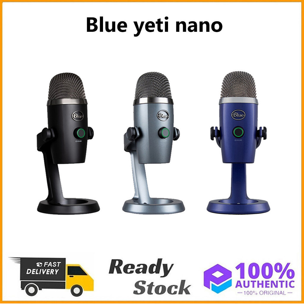 Original Blue Yeti Nano ไมโครโฟนคอนเดนเซอร์ USB แบบ Dual-รูปแบบระดับพรีเมียมพร้อมเสียงสีน้ําเงินสําห