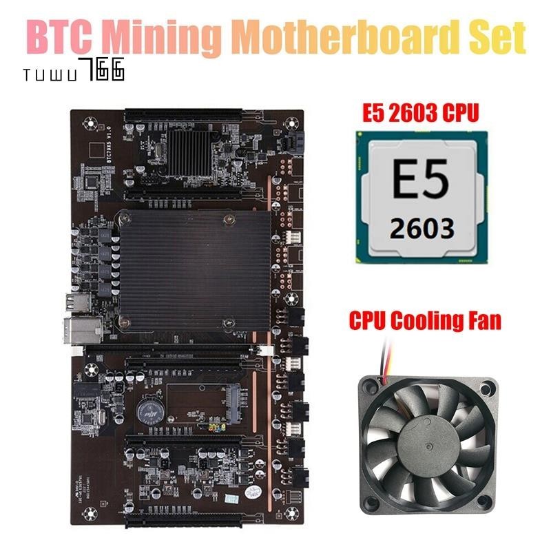 [tuwu766] เมนบอร์ดแร่ H61 BTCX79 พร้อมพัดลมระบายความร้อน CPU E5 2603 LGA 2011 DDR3 รองรับการ์ดจอ 3060 3070 3080 สําหรับ BTC