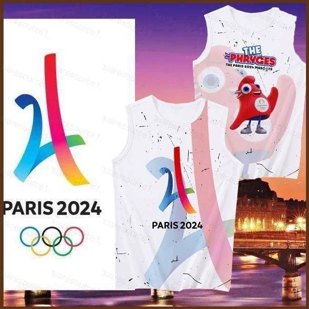 Squar1 เสื้อยืดแขนสั้น พิมพ์ลายเกมมาสคอต โอลิมปิก Paris 2024 3D แฟชั่นฤดูร้อน