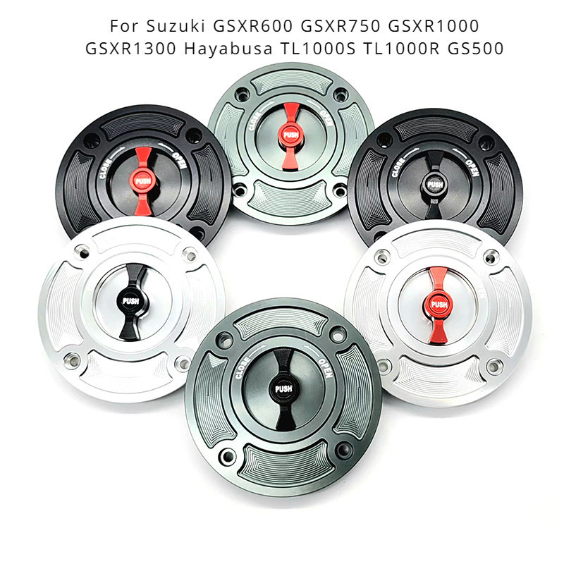 ฝาครอบถังน้ํามันเชื้อเพลิง CNC แบบเกลียว สําหรับรถจักรยานยนต์ Suzuki GSXR600 GSXR750 GSXR1000 GSXR1300 Hayabusa TL1000S TL1000R GS500