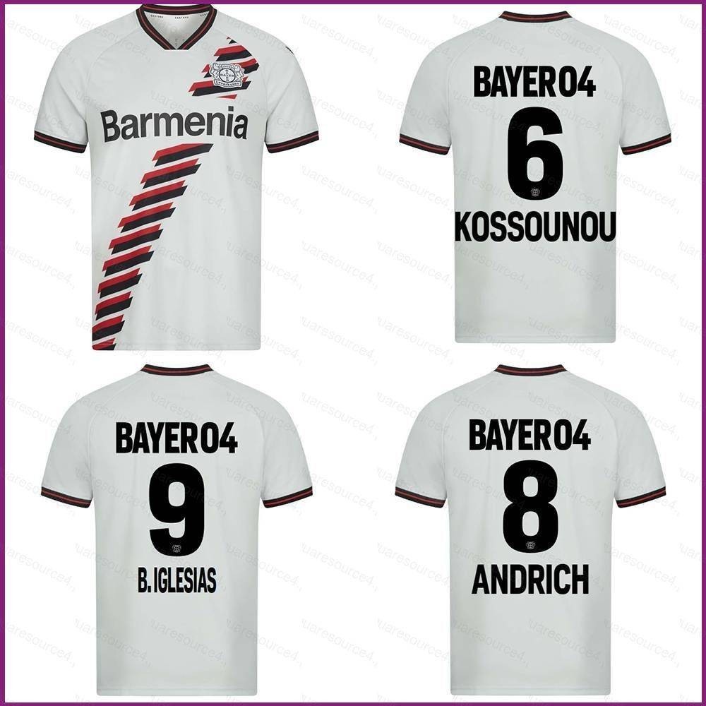 Yx 2023-2024 Bundesliga Bayer 04 Leverkusen Kossounou Andrich Biglesias away jersey เสื้อยืด พลัสไซซ์ สําหรับเด็ก และผู้ใหญ่